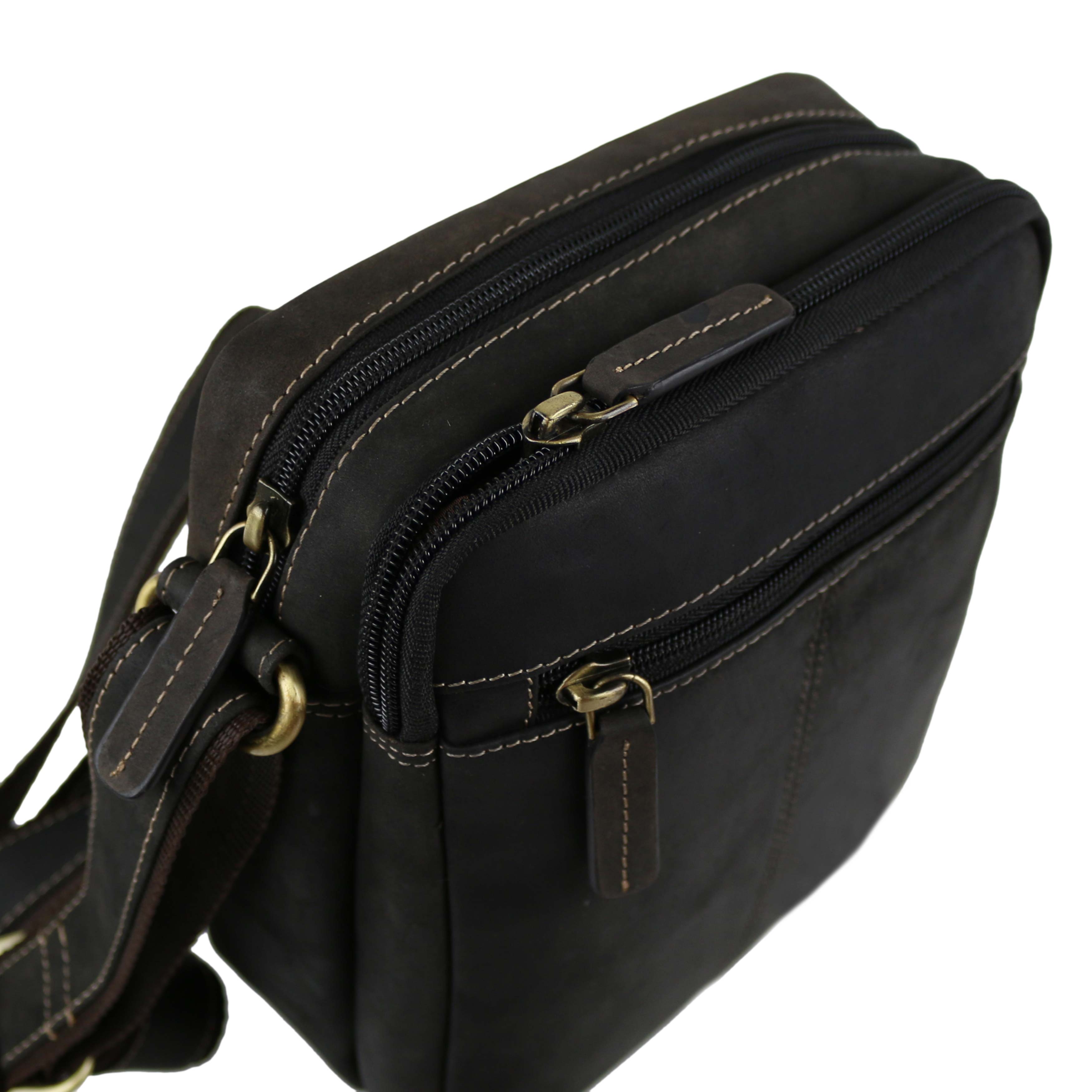 Ladies Mens Small Oiled Leather Cross Body Bag by Visconti; Merlin Travel - Picture 6 of 13