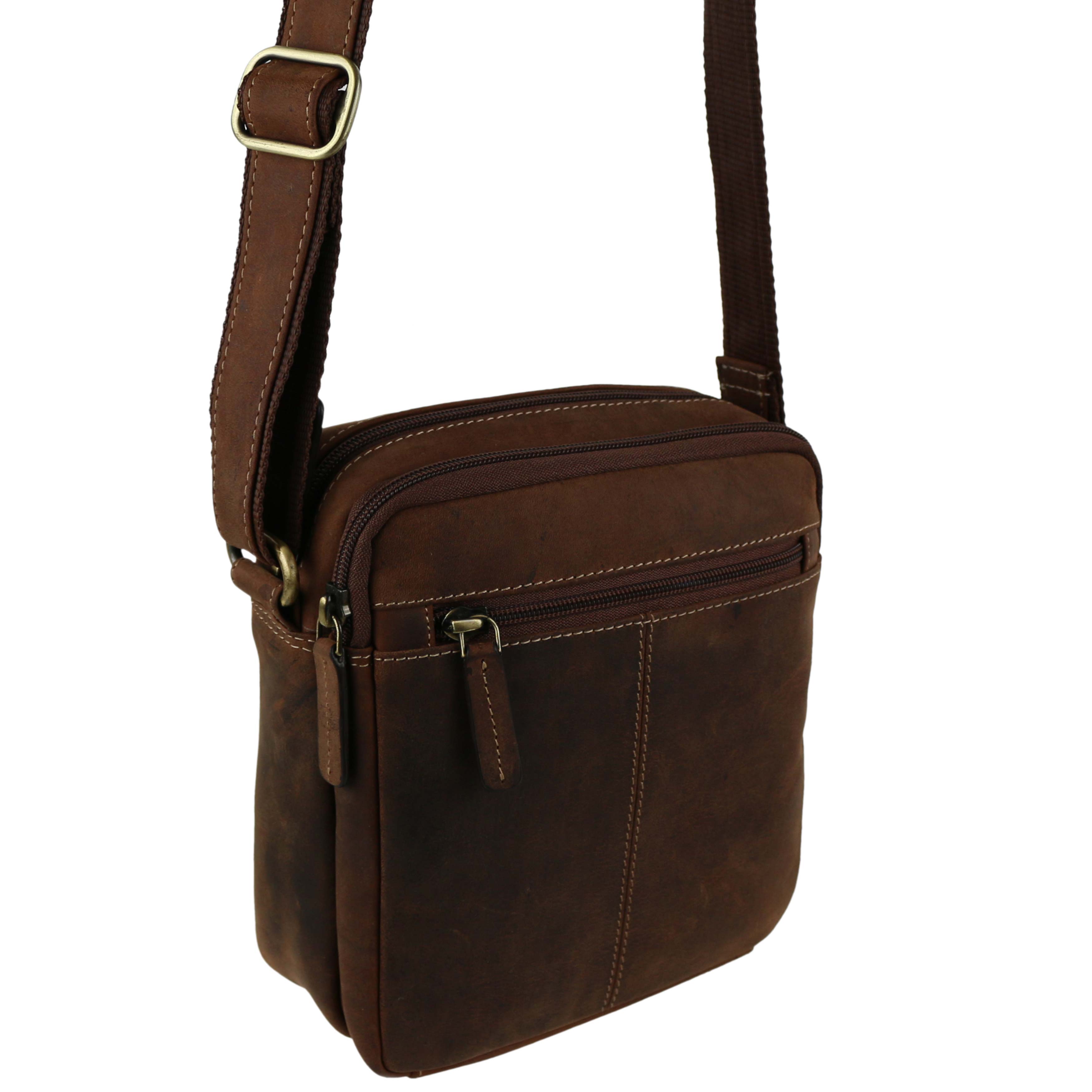 Ladies Mens Small Oiled Leather Cross Body Bag by Visconti; Merlin Travel - Picture 8 of 13