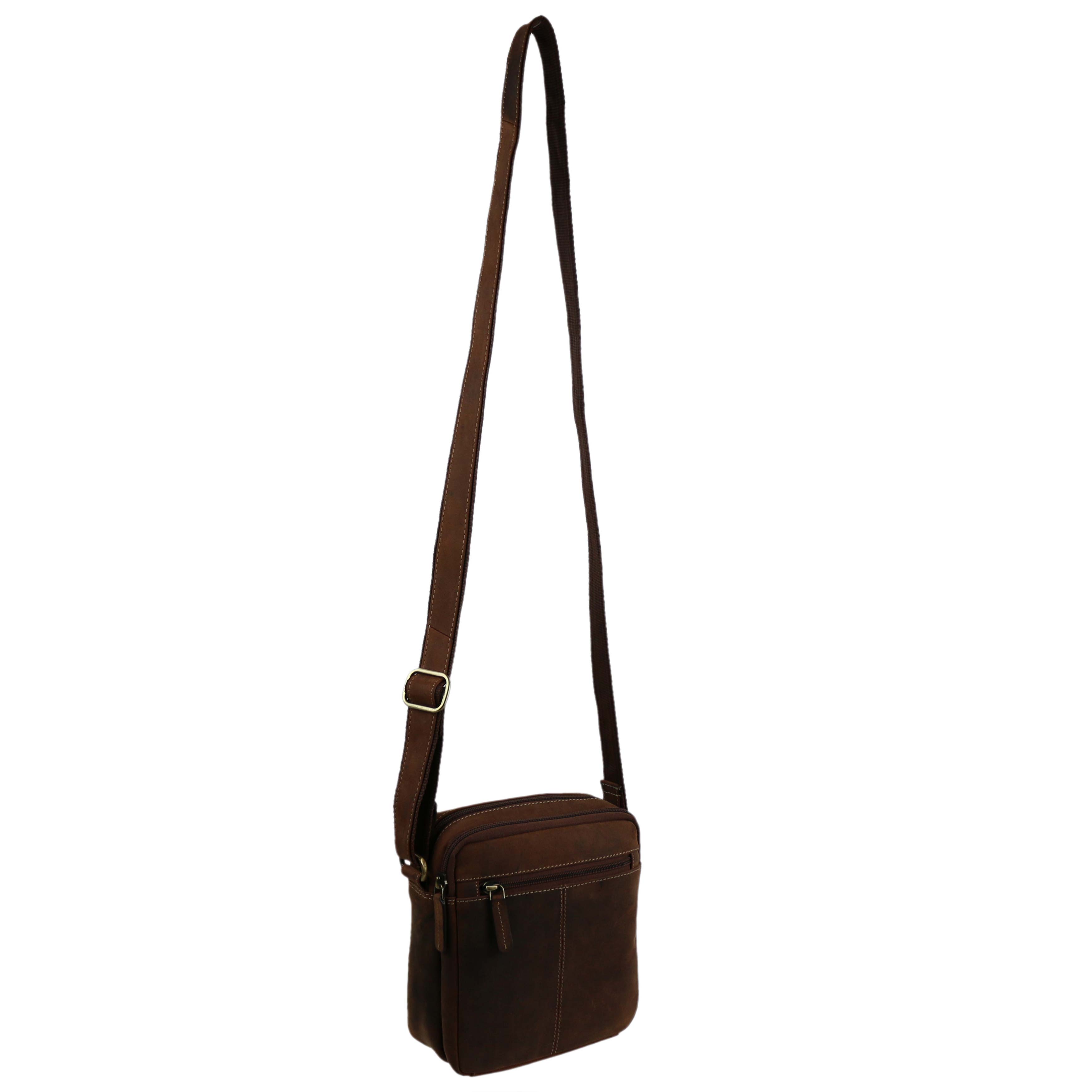 Ladies Mens Small Oiled Leather Cross Body Bag by Visconti; Merlin Travel - Picture 9 of 13