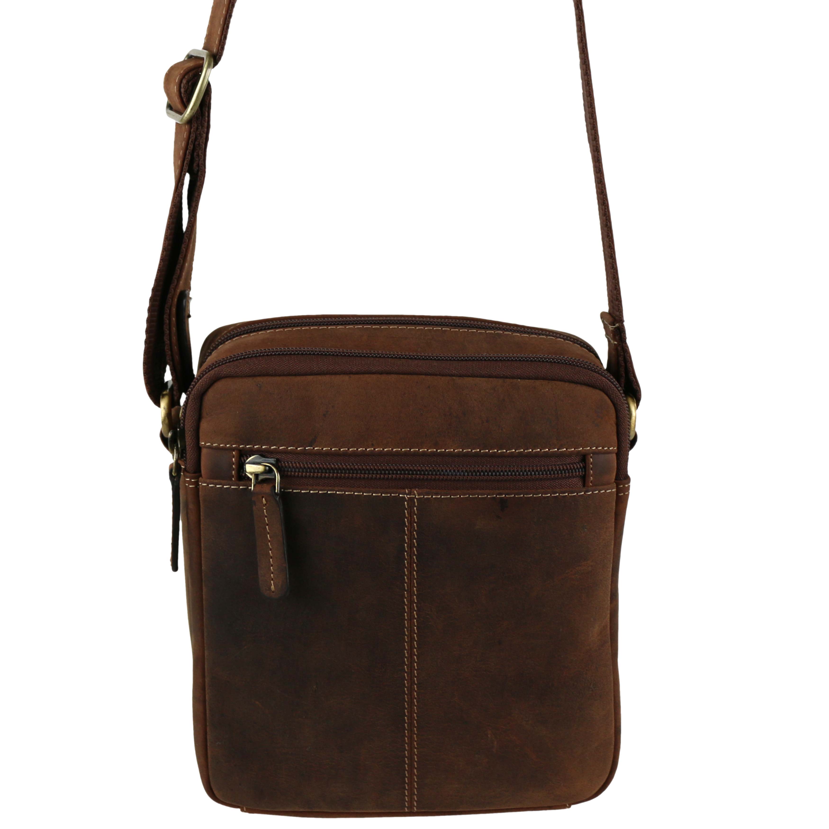 Ladies Mens Small Oiled Leather Cross Body Bag by Visconti; Merlin Travel - Picture 10 of 13