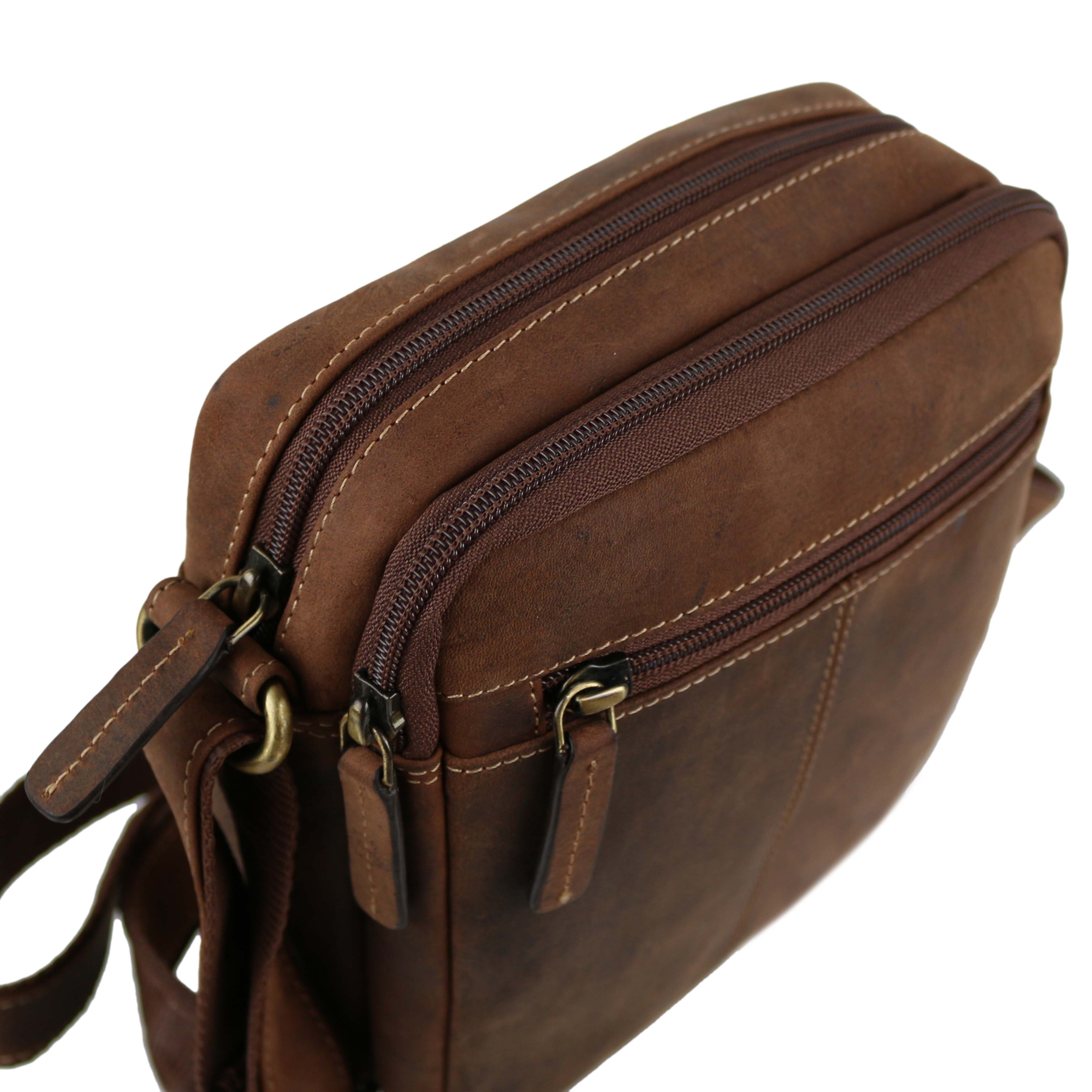 Ladies Mens Small Oiled Leather Cross Body Bag by Visconti; Merlin Travel - Picture 11 of 13