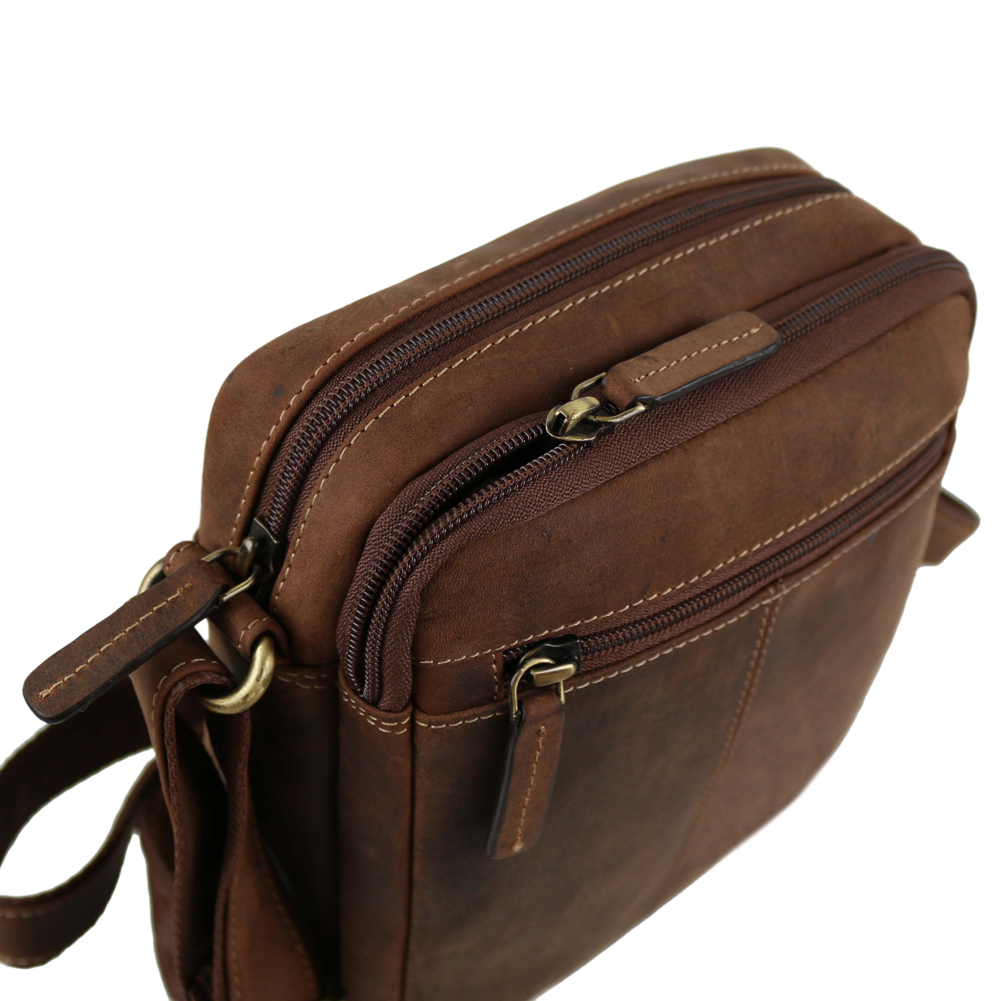 Ladies Mens Small Oiled Leather Cross Body Bag by Visconti; Merlin Travel - Picture 12 of 13