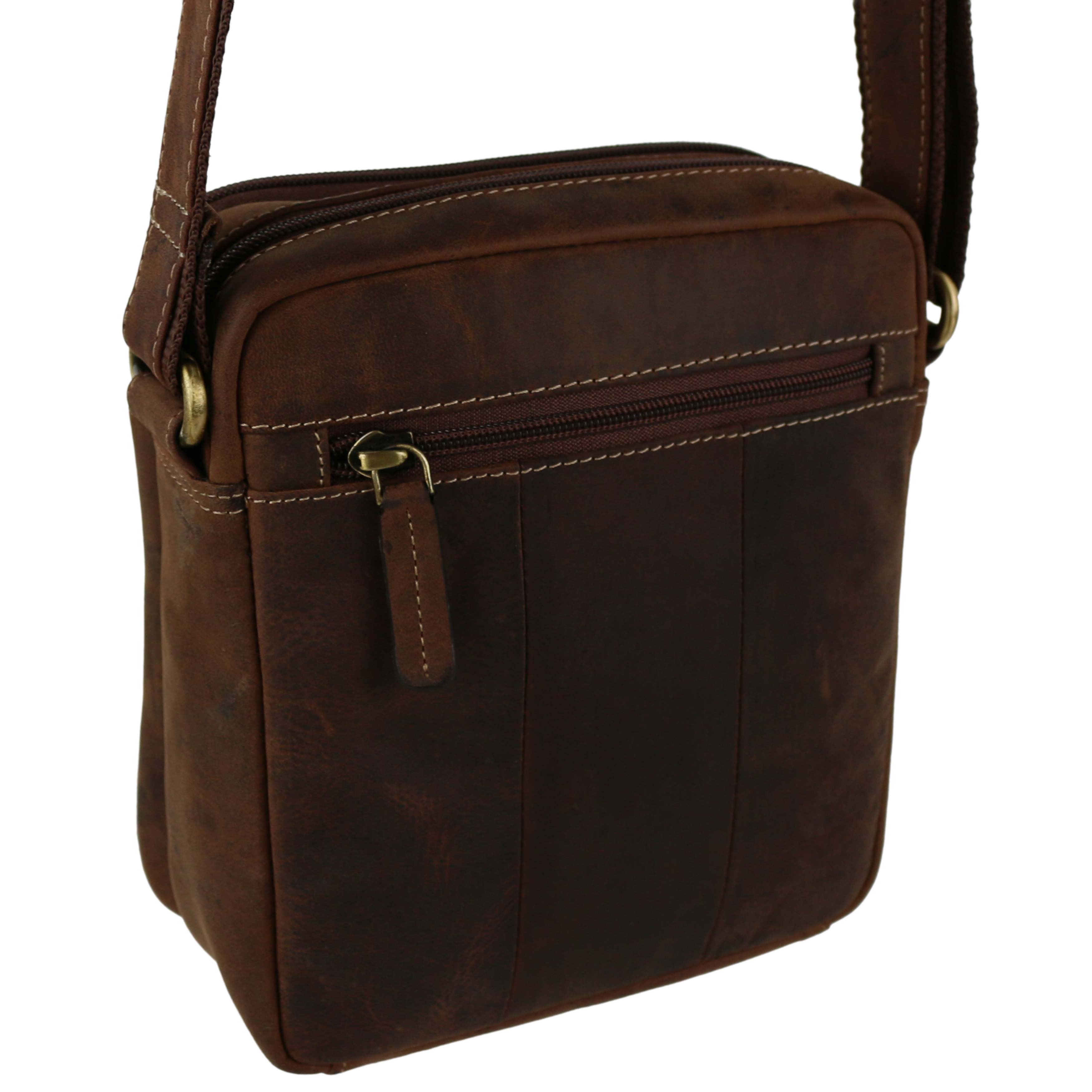 Ladies Mens Small Oiled Leather Cross Body Bag by Visconti; Merlin Travel - Picture 13 of 13