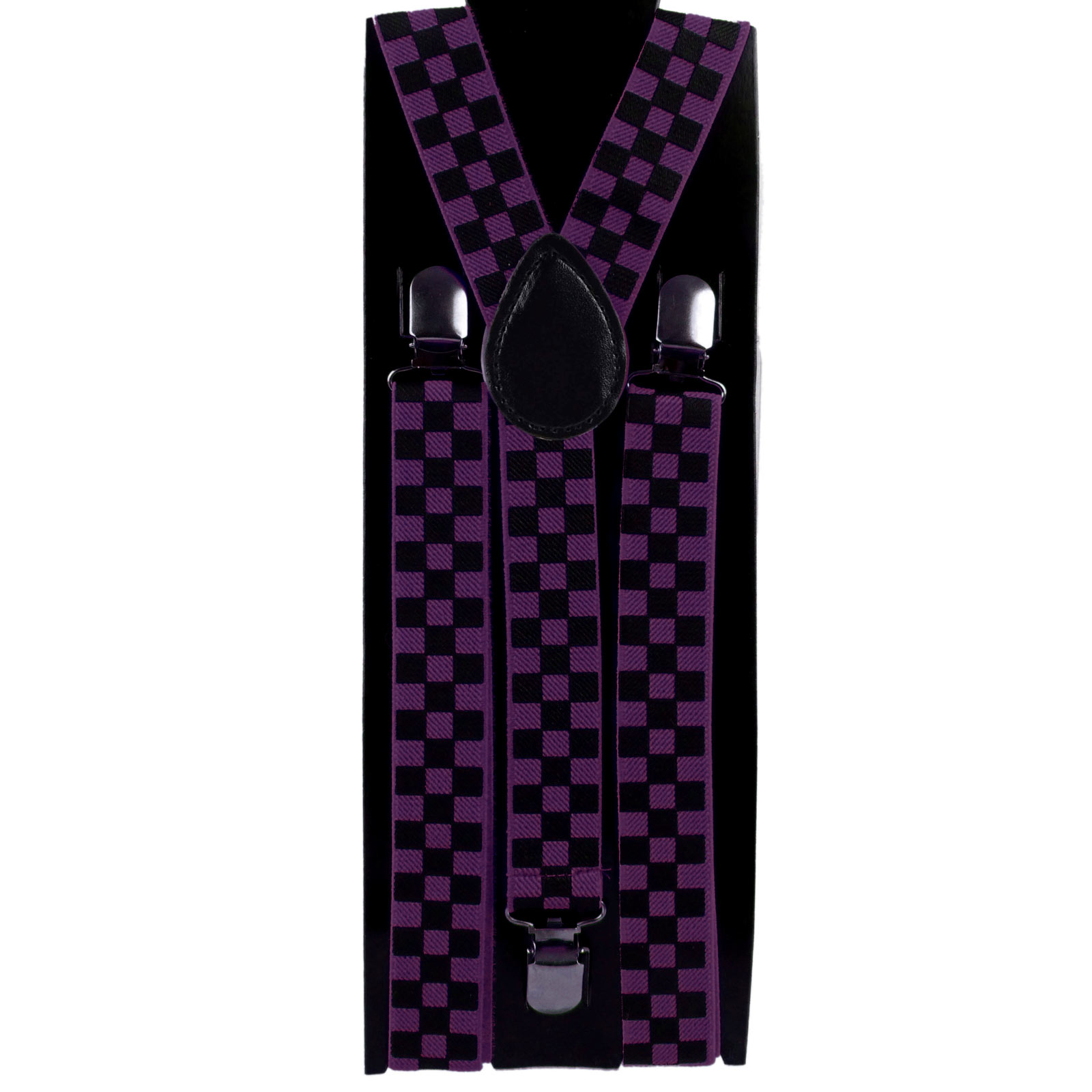Retro Chequered Braces Suspenders Fancy Dress Punk Squares - Picture 5 of 8