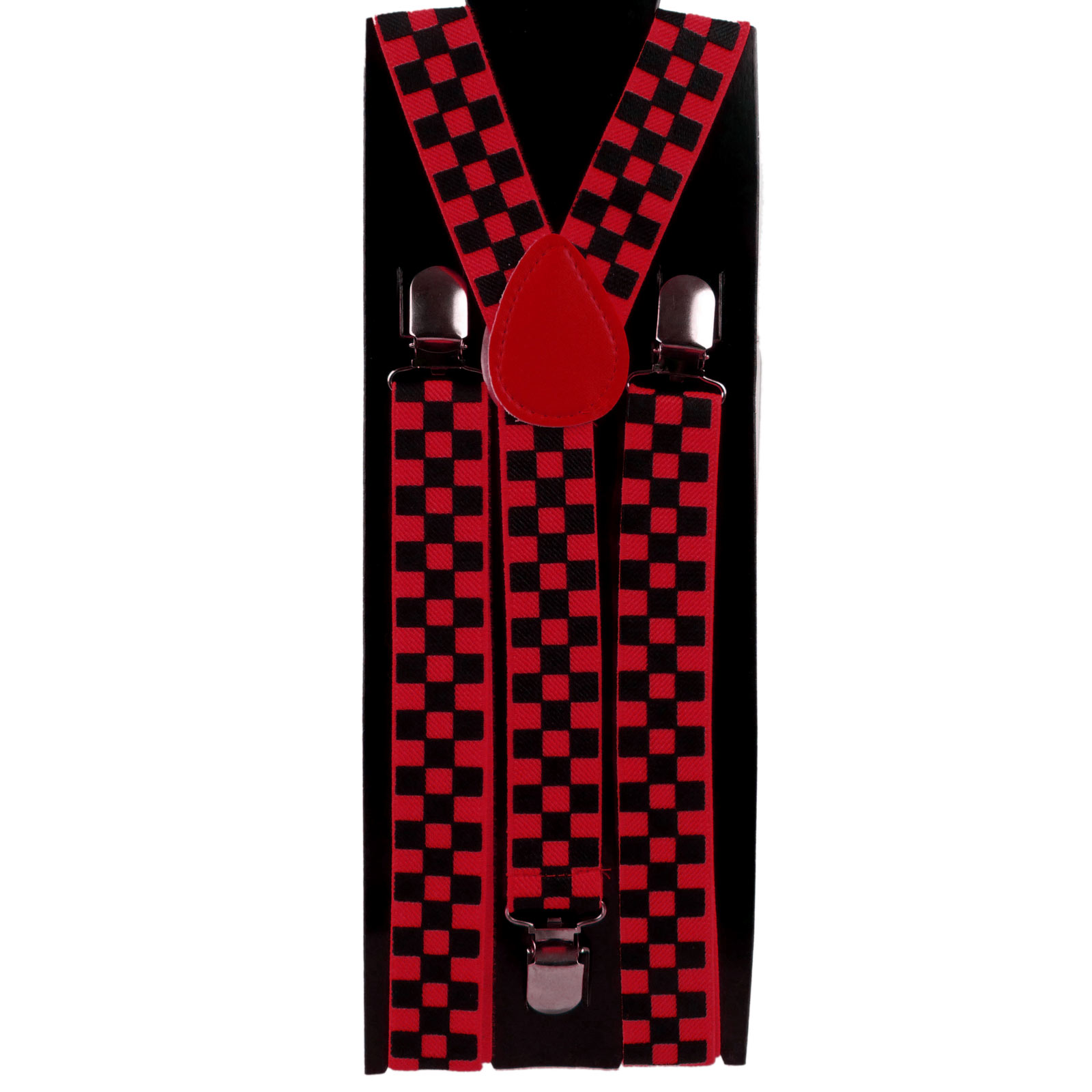 Retro Chequered Braces Suspenders Fancy Dress Punk Squares - Picture 2 of 8