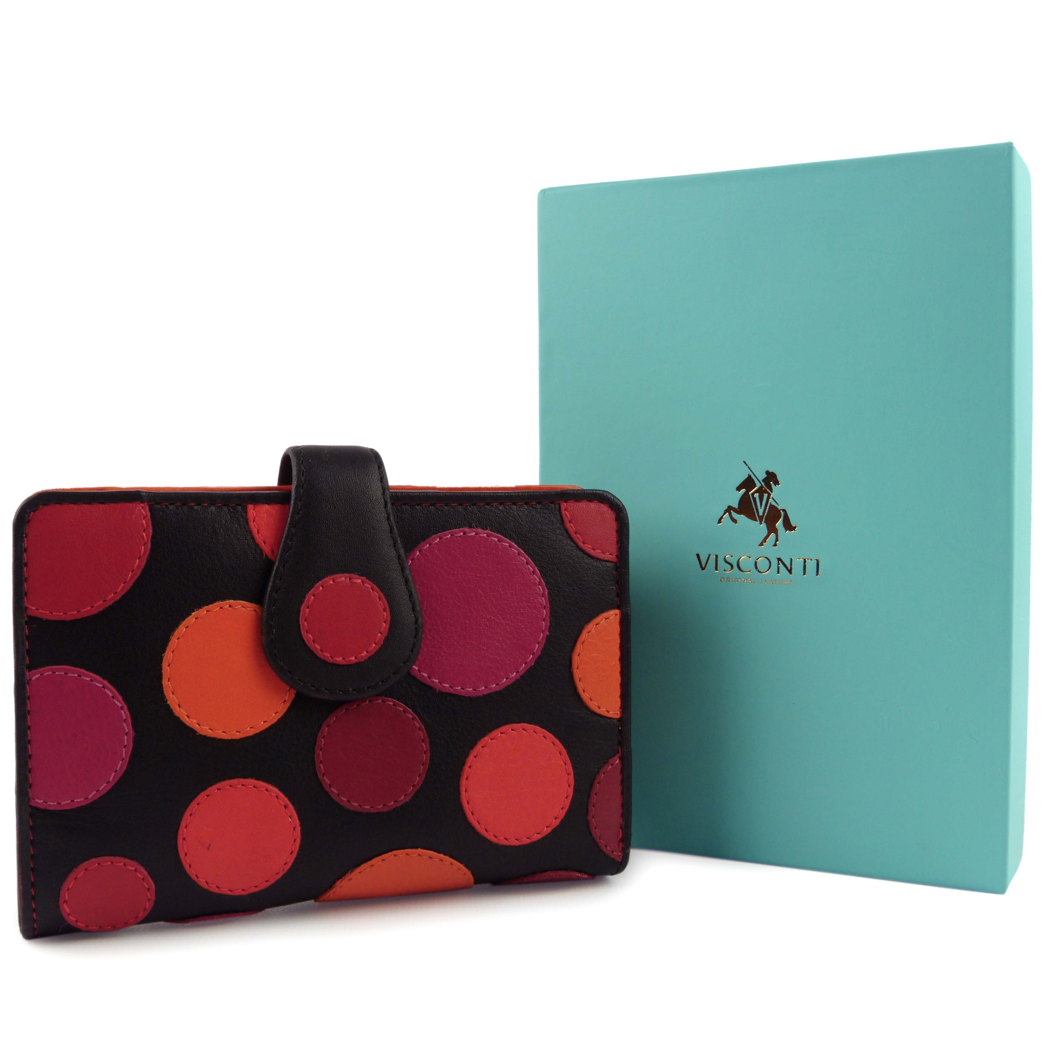 Damen Leder Polka Geldbörse Portemonnaie von Visconti Geschenkbox gepunktetes Design - Bild 10 von 16