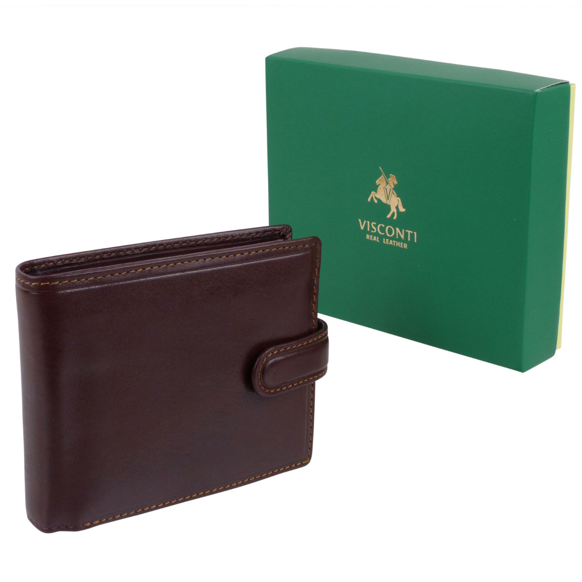 Cartera italiana de cuero con pestañas para hombre de Visconti; colección Monza regalo en caja - Imagen 10 de 15