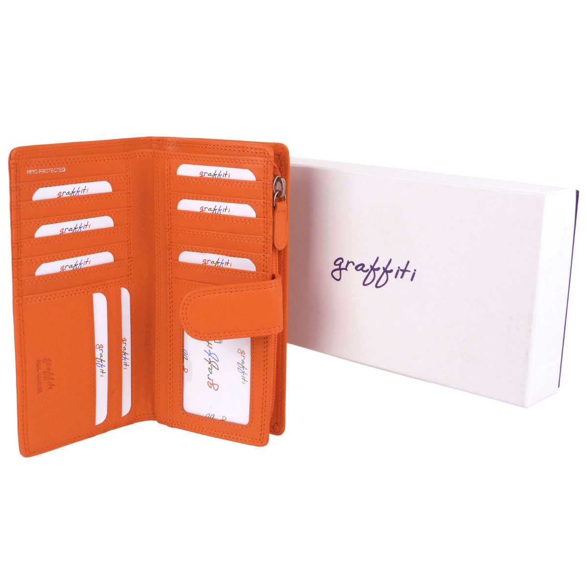 Ladies Leather Tabbed Purse/Wallet by Golunski; Graffiti Gift Box Bright Colours - Picture 39 of 103