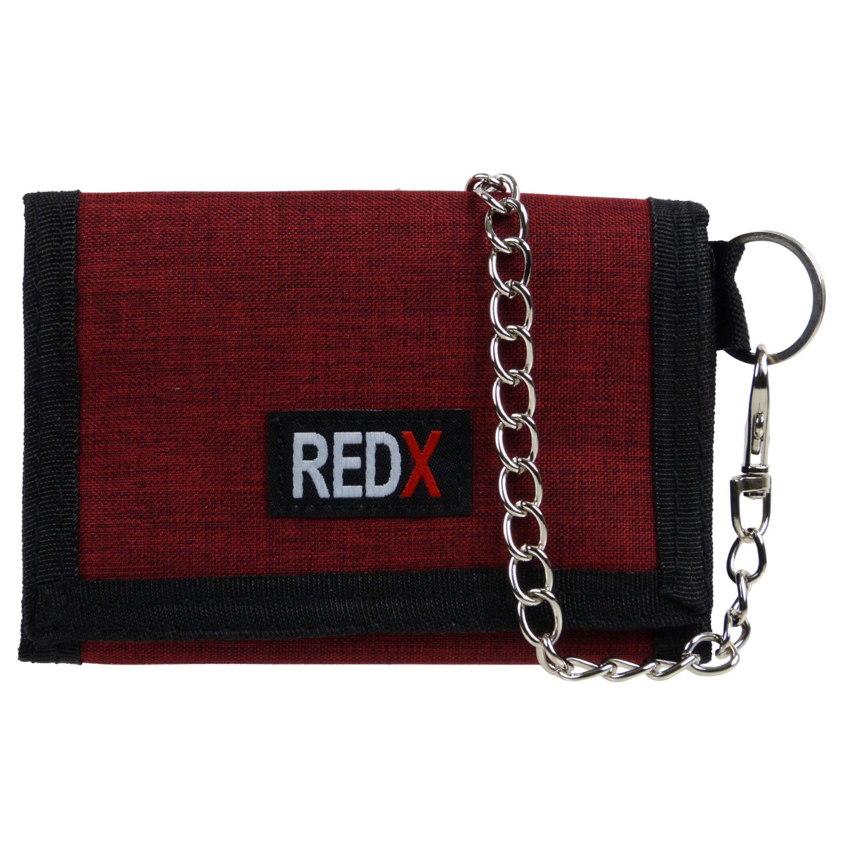 RED X Portafoglio Uomo In Tela Tri-Fold Con Catena: Modello Sportivo Bicolore Con Portamonete E Slot Per Carte - Compatto E Sicuro