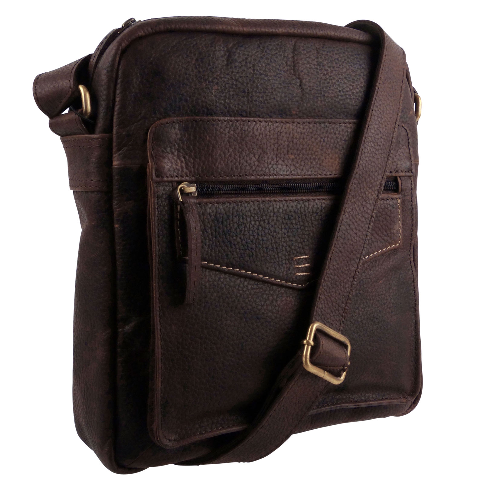 Rowallan Brown Leather Cross Body Saddle Bag IUCN Water
