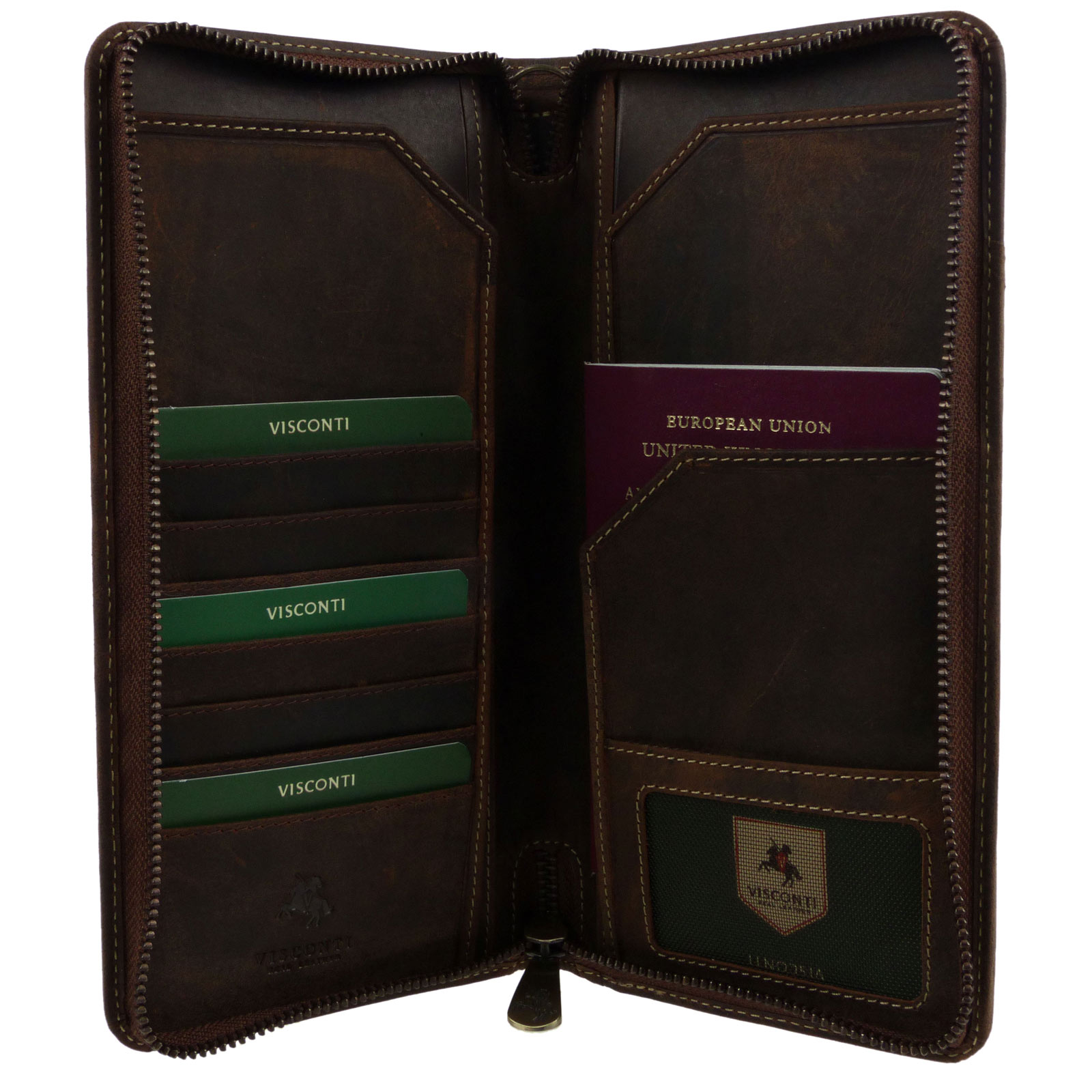 Visconti Hunter Leather Travel Wallet Organiser Travel Passport Gift