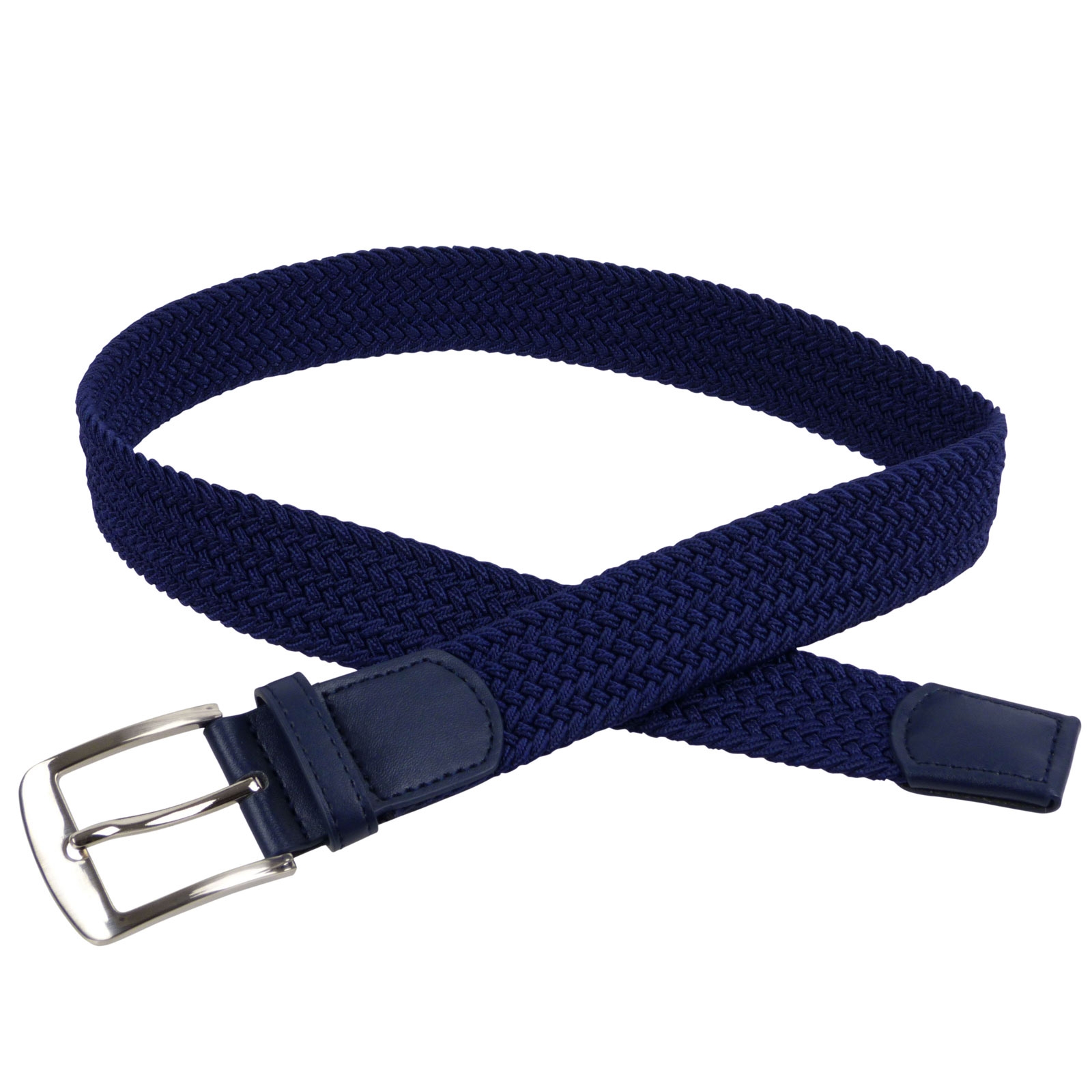 Milano Elasticated Stretchy 3cm Wide Woven Belt with Real Leather Trim