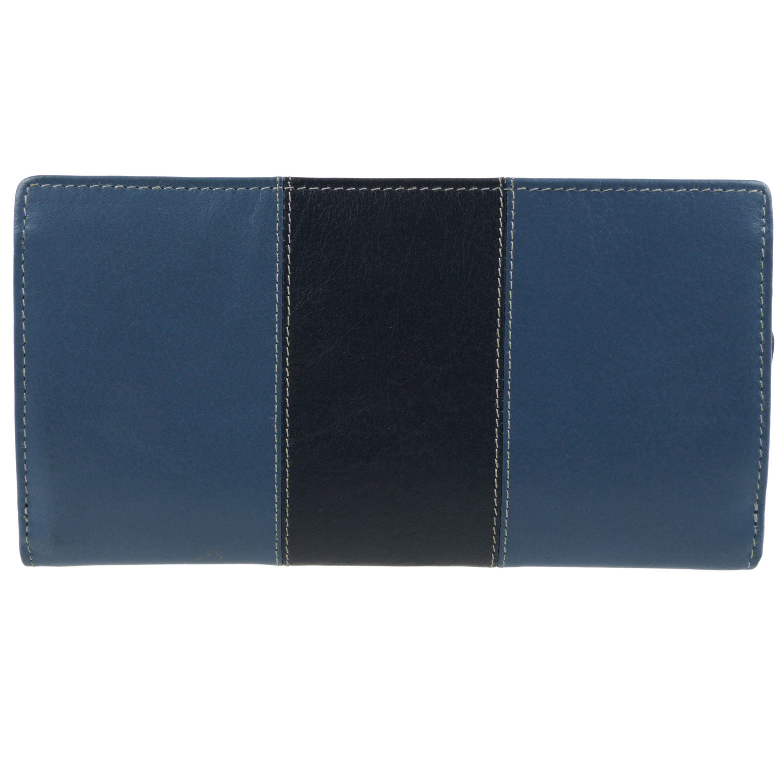 Women's Genuine Leather Long Wallet With Flap Over - Credit Card Holder & 2 Zip Pockets (#5505)