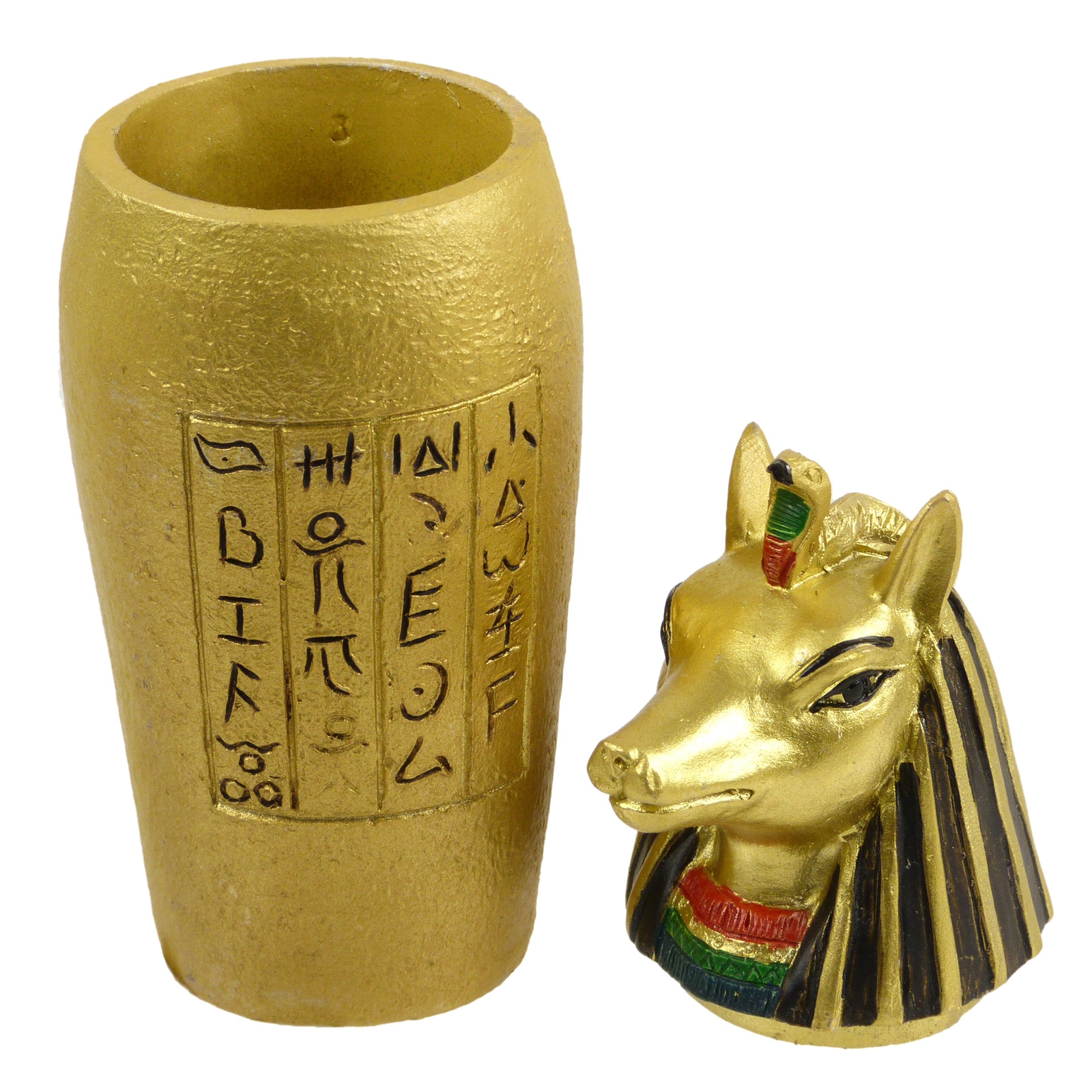Set of 4 Egyptian Gold Canopic Jars Ancient Egypt Decorative Treasures