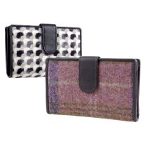 Ladies Medium Tab Leather & Tweed Purse/Wallet by Mala Abertweed Collection Wool