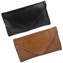 Ladies Soft Leather Envelope Clutch Handbag by GiGi Versatile Classic Croc