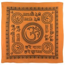Large Orange OM AUM Bandana Hindi Scarf Chakra Hindu Buddhist 25"x 25"