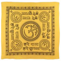 Large Saffron OM AUM Bandana Hindi Scarf Chakra Hindu Buddhist 25"x 25"