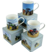 Tractor China Mugs 3 Designs Gift Boxed Harvest Rural Countryside Wheat Grain Hay