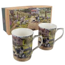 Gift Box Set of 2 China Mugs from the Collie and Sheep Design by The Leonardo Collection