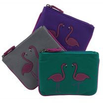 Ladies Leather Coin Purse Pink Flamingo by Mala - Freya Collection RFID 