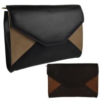 Ladies Soft Two-Tone Leather Envelope Clutch Handbag by GiGi Classic Womens