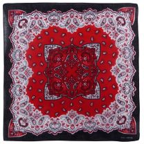100% Cotton Red Black Paisley Cotton Bandanna Scarf, Mouth Covering