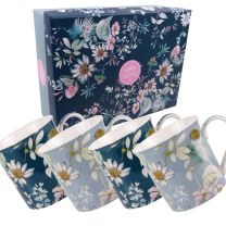 Gift Box Set of 4 China Mugs from the Daisy Meadow Design by The Leonardo Collection