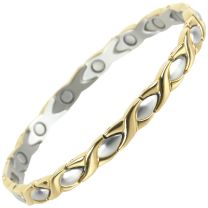 Ladies Sisto-X Stainless Steel Magnetic Bracelet with Gold & Chrome Finish 
