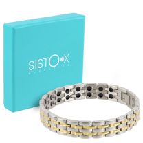 Sisto-X Mens Stylish Stainless Steel Magnetic Bracelet Earth Therapy 44 Magnets