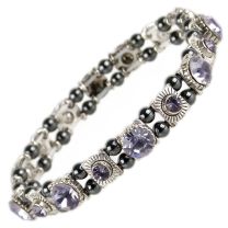 Ladies Magnetic Hematite Crystals Bracelet Pretty Colours Free Gift Box-Violet