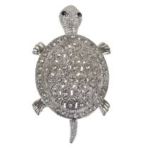 Ladies Turtle Brooch or Pendant Diamante Silver Fashion Jewellery