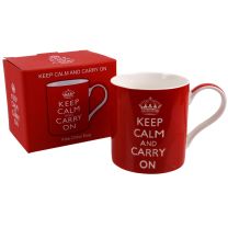 Keep Calm and Carry On Mug/Cup Gift Boxed The Leonardo Collection Red