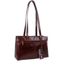 Ladies Vintage Brown Leather Handbag by Visconti Tote Shoulder Strap Classic