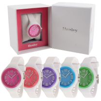 Ladies Fashion Watch by Henley Silicone Strap Summer Colours Gift Boxed