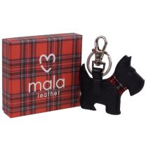Mala Black Leather Bag Charm Keyring Scottie/Westie Terrier Gift Boxed