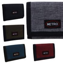 Metro Mens Boys Canvas Tri-Fold Cash & Card Wallet