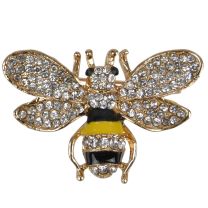 Ladies Bee Brooch Diamante Silver, Black Yellow Fashion Jewellery