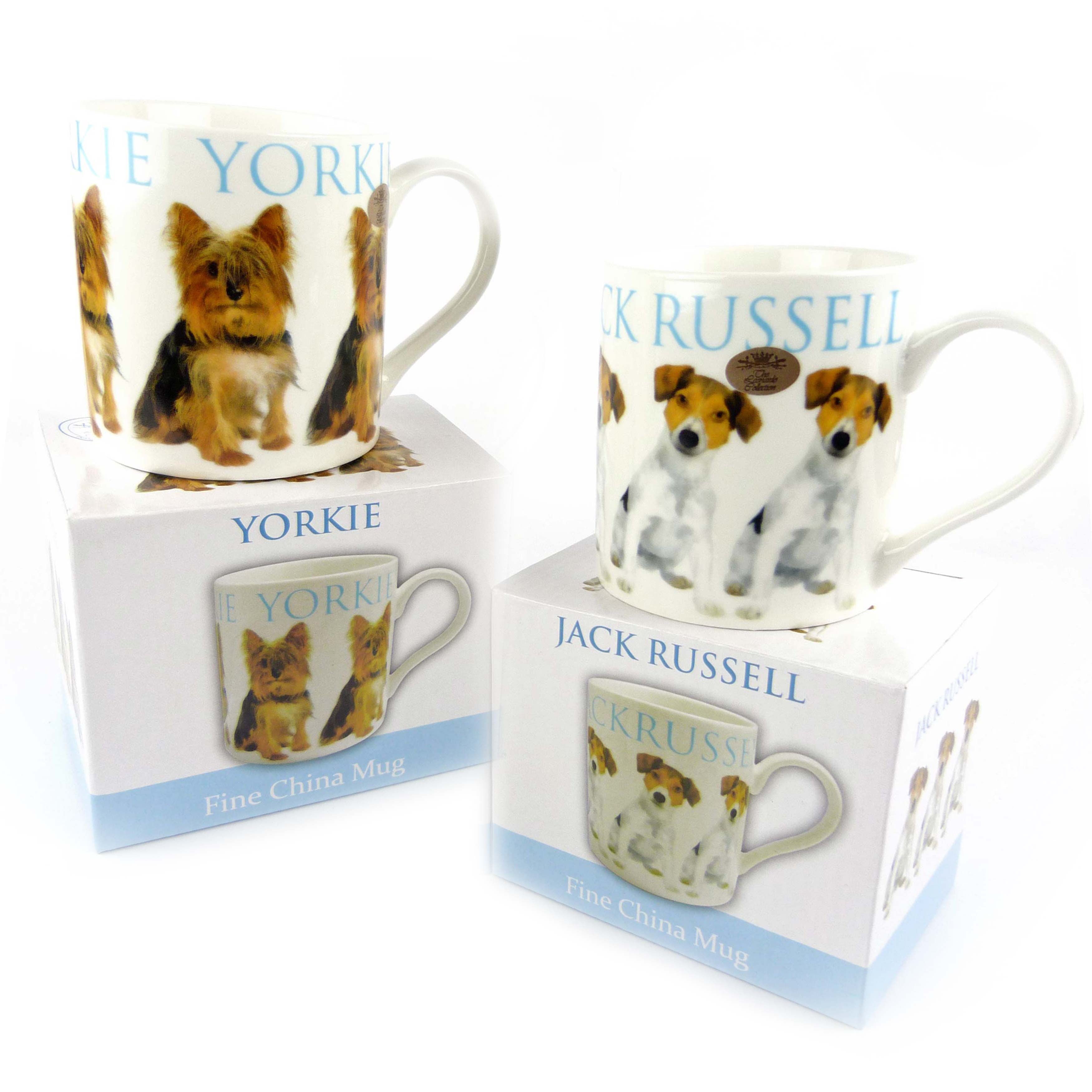 Dogs china Pint mugs Set of 2 gift boxed pint mugs various dog breeds all round 