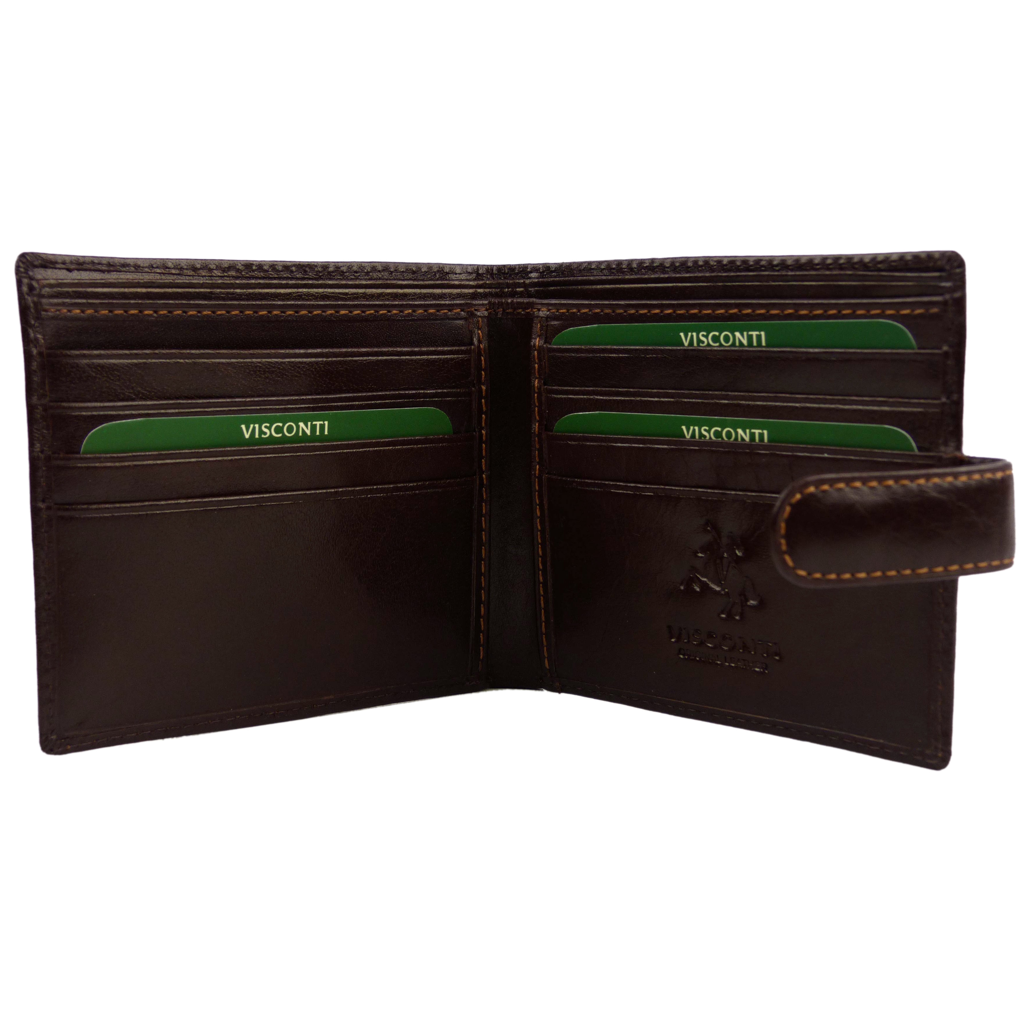 Nuevo para hombre Premium de calidad de cuero cartera por Visconti En Negro  O Marrón Veg Bronceado | eBay