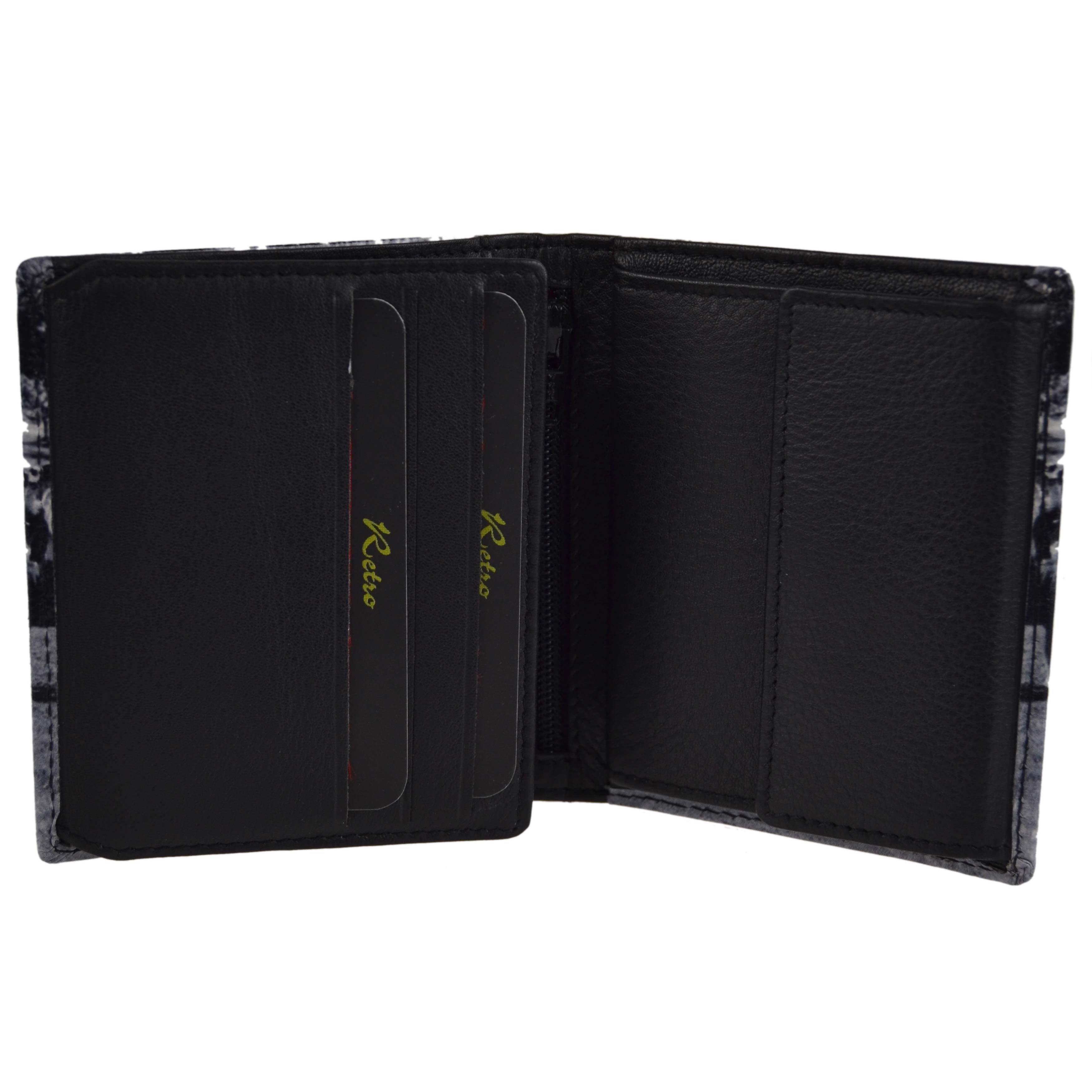 Mens Trifold Leather Wallet by Retro Golf Vintage Black & White Gift