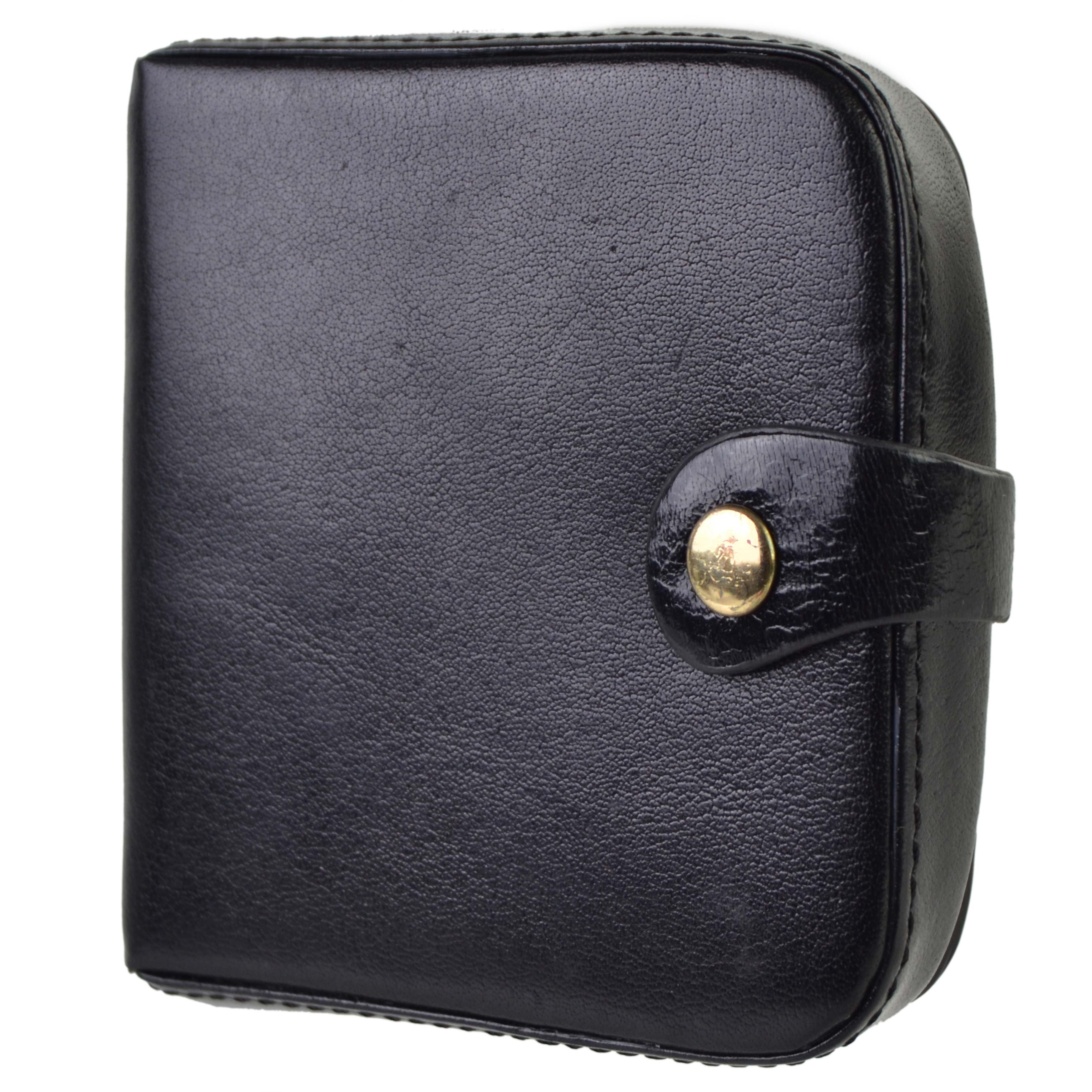 Mens Quality Leather Coin Tray Purse Wallet  Black 