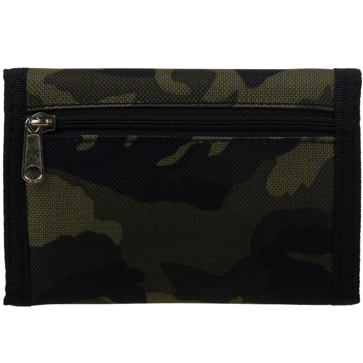 Mens Boys Camoflague Print Canvas Ripper Wallet Purse Coin Section Safety Chain 