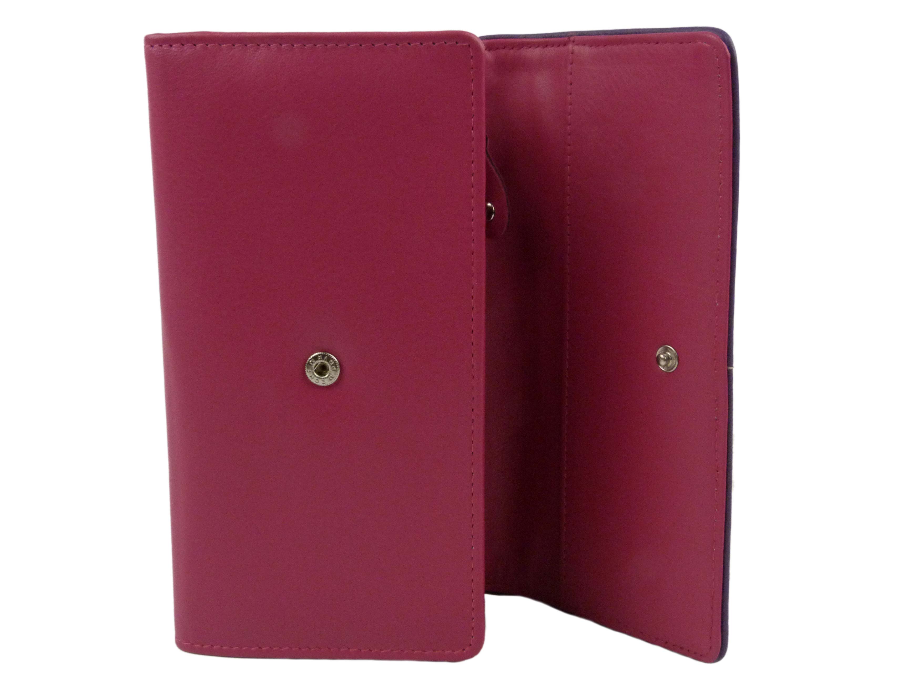 Ladies Large TriFold Leather Purse/Wallet by Mala; Buttons Collection