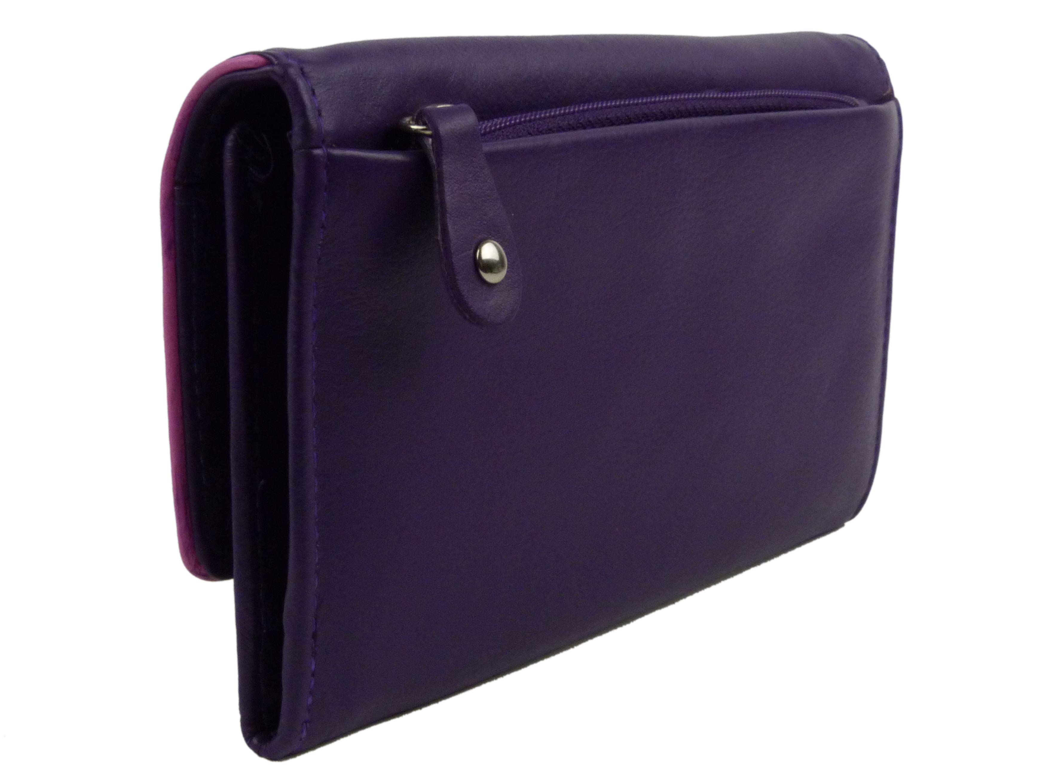 Mala Leather 11cm Navy Sakura Compact Floral Tri-fold Purse - 3677 28