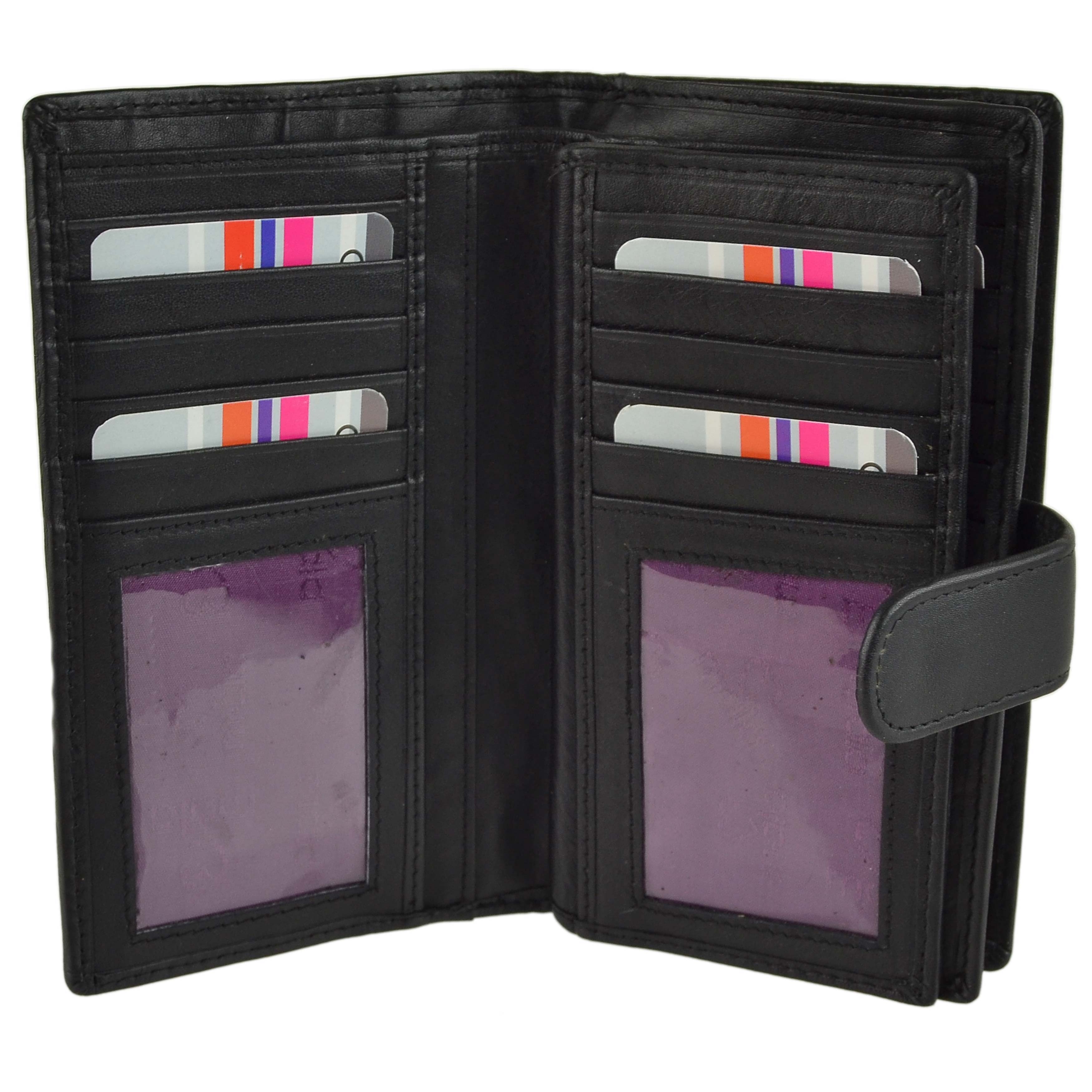 Mala Leather Women's Compact RFID Protection Purse - Soft Leather, 13 Card Slots, Zippered Coin Pocket, Approx. 4.75"x3.5"x0.75", Black - View #5