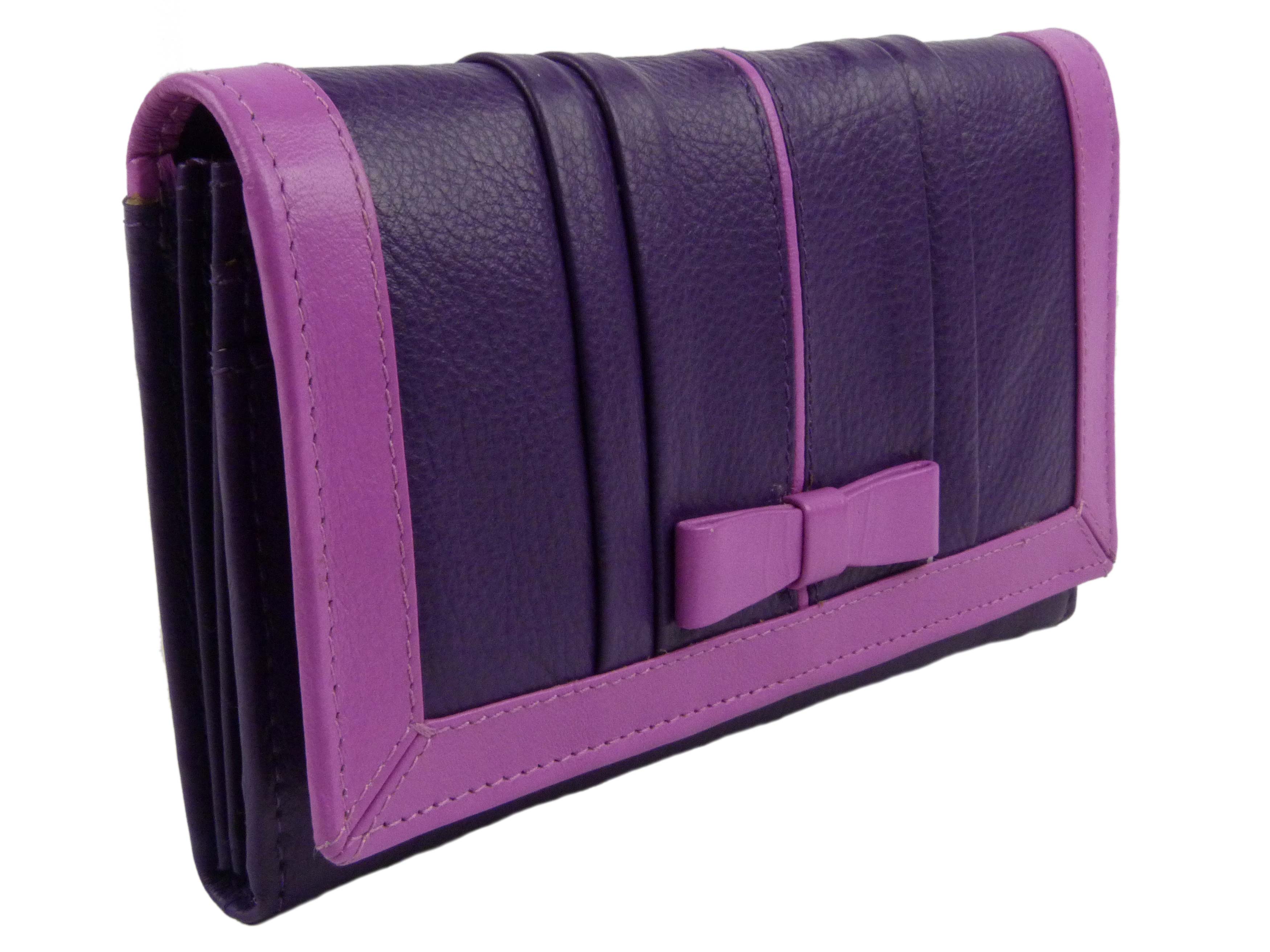 Ladies Large Flap Over Leather Purse/Wallet by Mala; Candy Collection