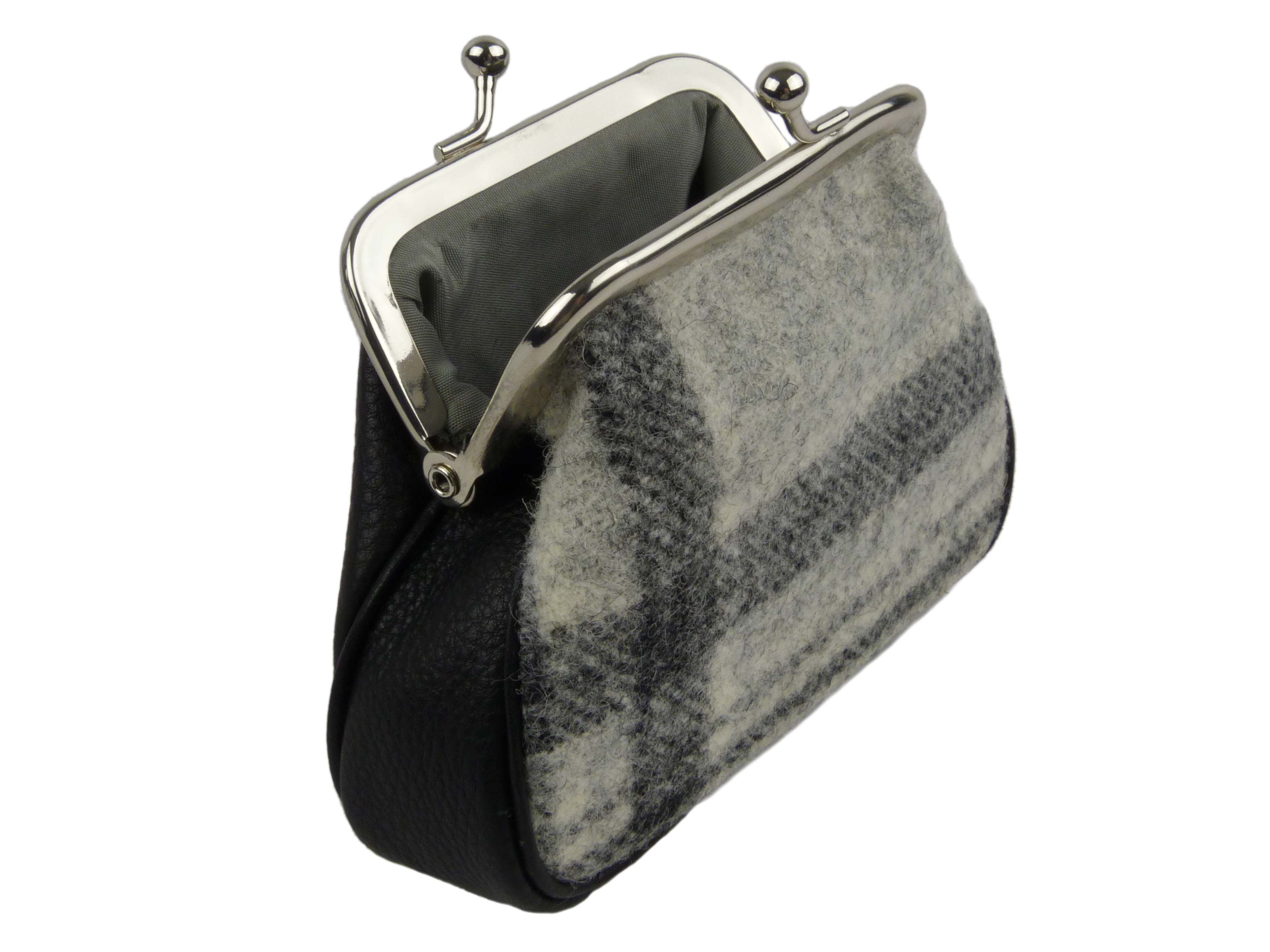 Ladies Leather & Tweed Clip Top Coin Purse by MALA Abertweed Collection 4 Colours 