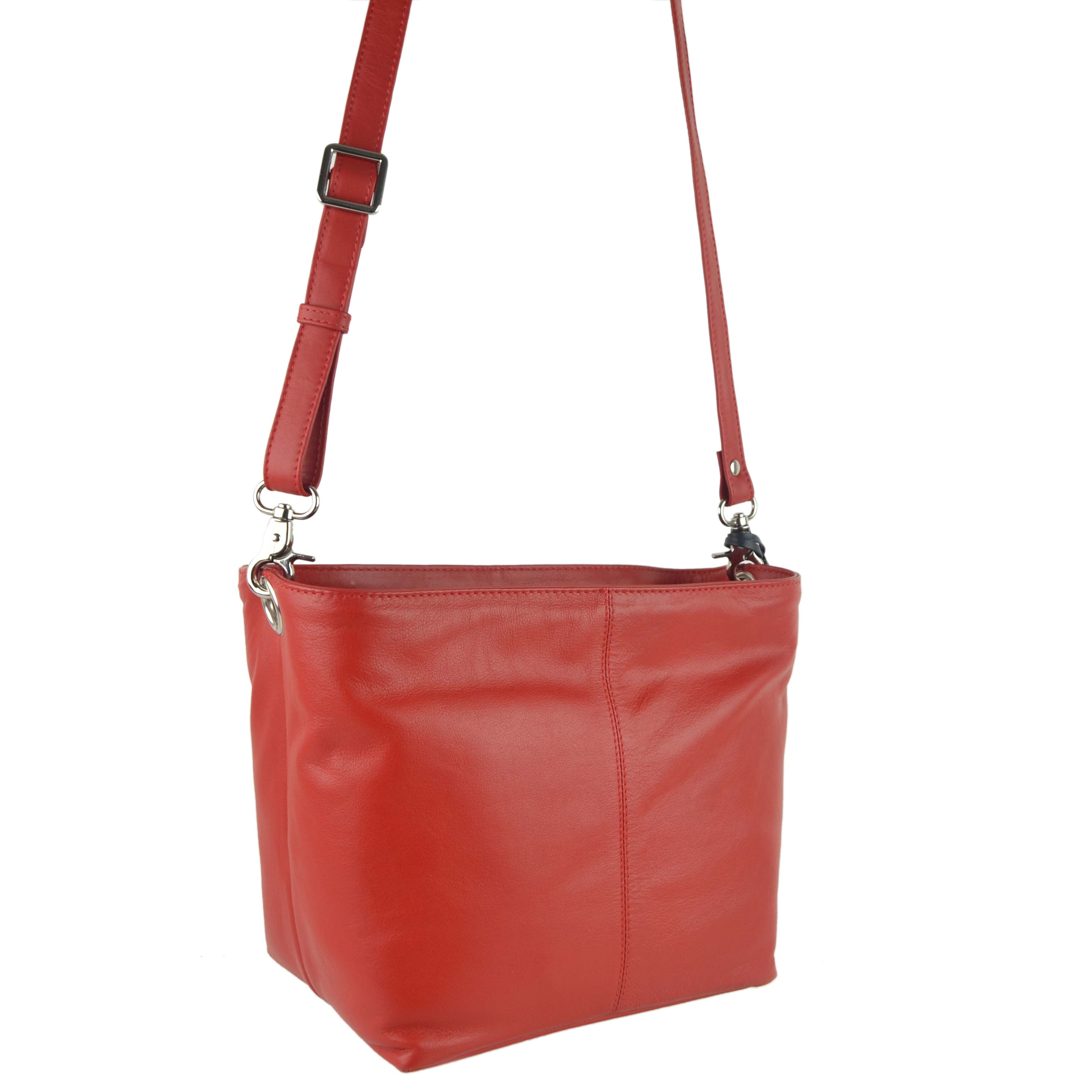 Ladies Leather Double Strap Bucket Bag by Mala; Anishka Collection ...