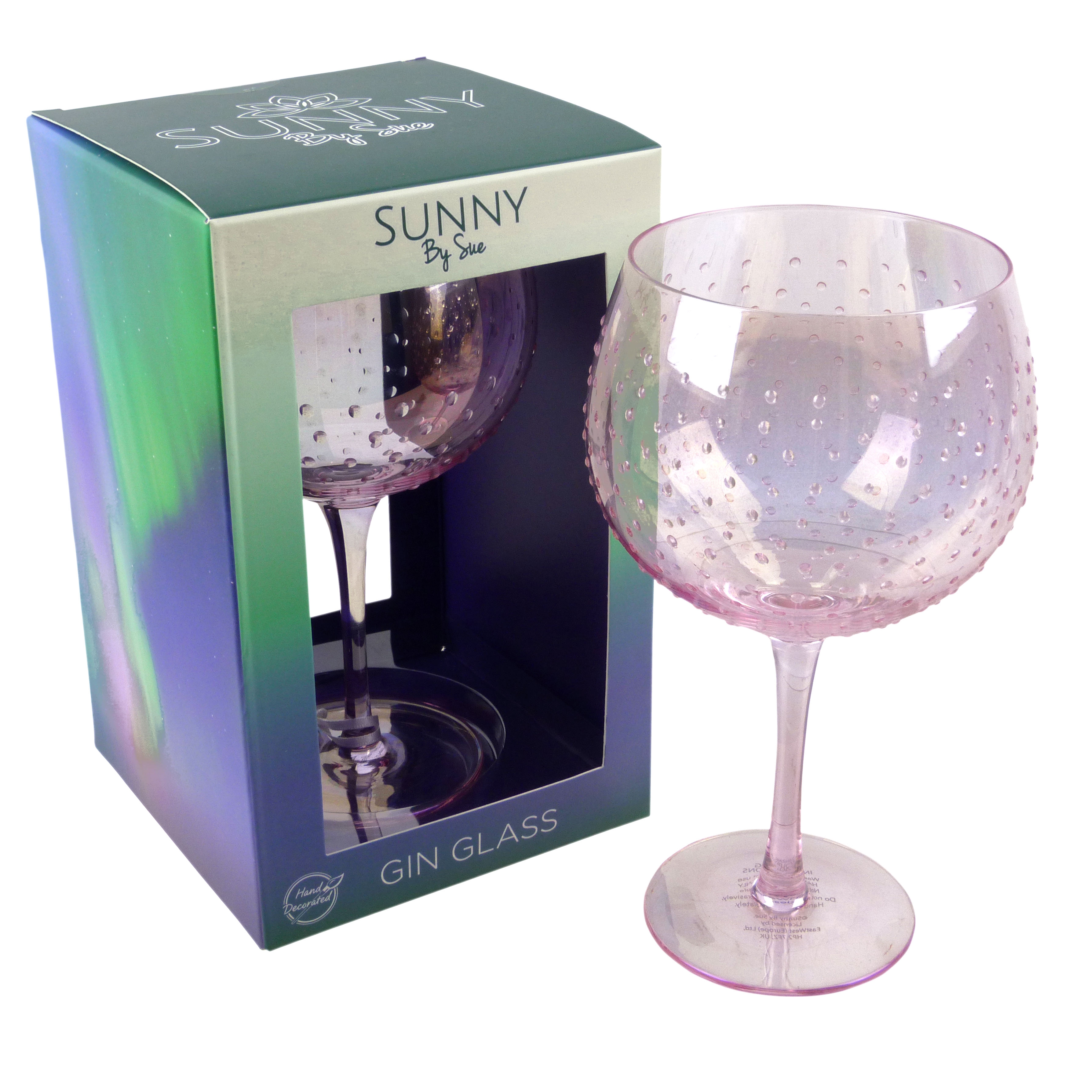 Sunny by Sue Hand Decorated Champagne Flute Lustre Lilac Clear Dot 